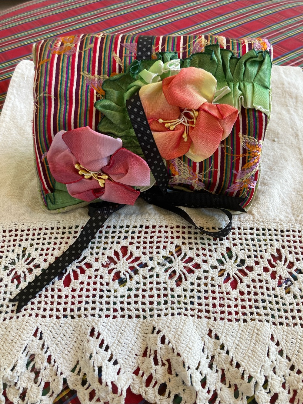 Goody Goody  Appliqué Striped Travel Jewelry Bag in Multicolor